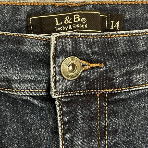 Lucky & Blessed Women 14 Flare Jean Wide Leg Patchwork Denim Western Distressed - Picture 3 of 14